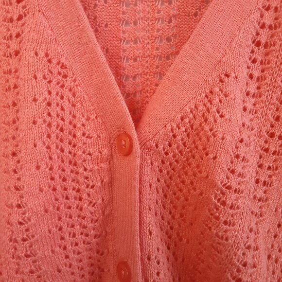 Willie Smith Sweater Size Large Long Sleeve Button-up Cotton & Linen Coral Color - Picture 2 of 8